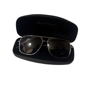 Salvatore Ferragamo Silver and Black Men’s Sunglasses in excellent condition